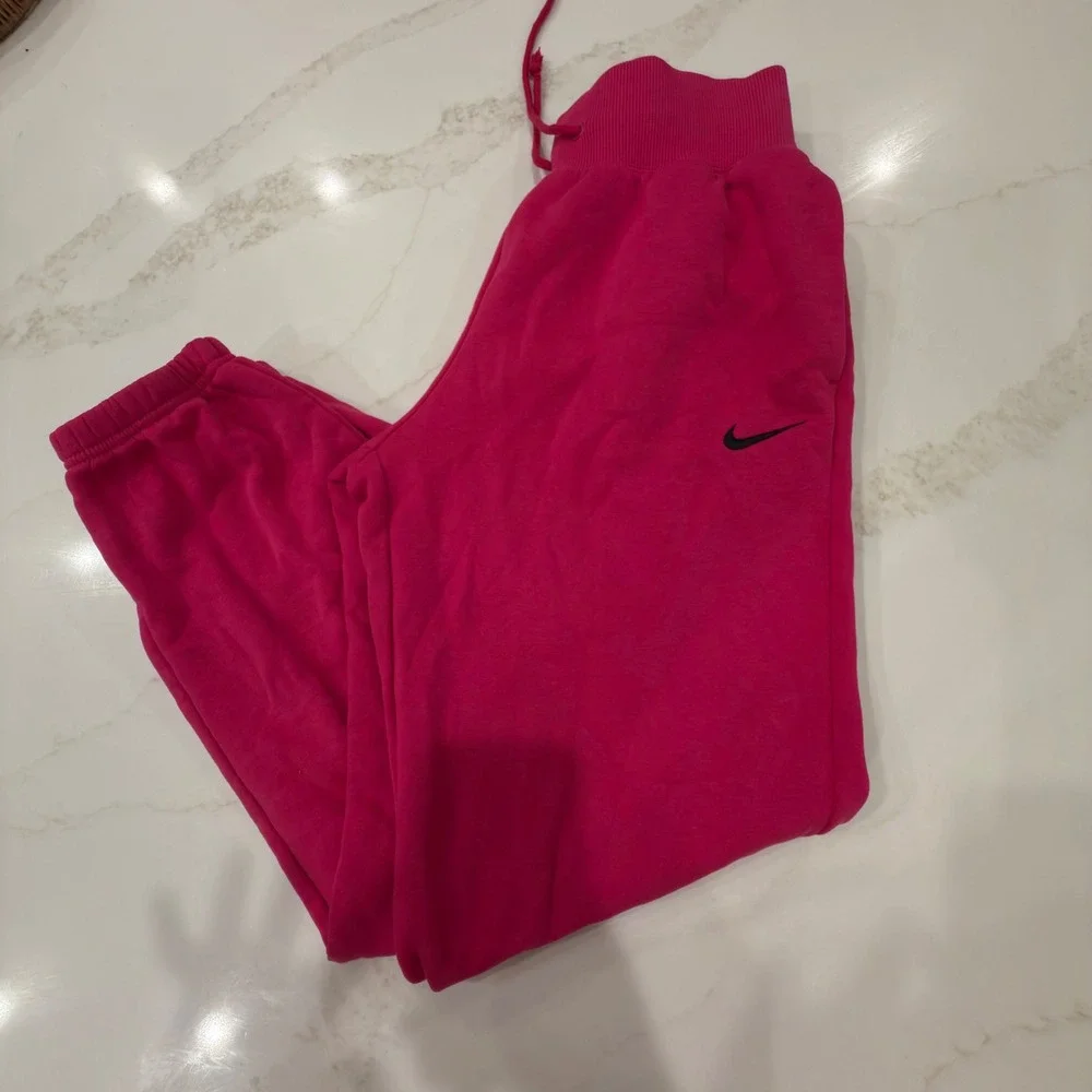 Nike Phoenix Fleece High Waisted Joggers Pink Sweatpants Womens Small Swoosh